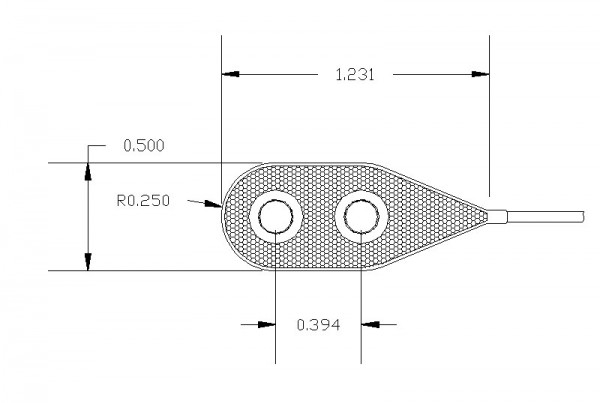 Dimensional illustration of Epimysial MES electrode